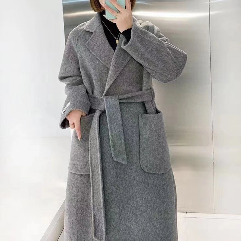 ZOLVIRE Midnight Charcoal Cashmere Coat