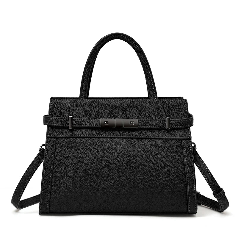 ZOLVIRE Black Italian Calf-Leather Shoulder Bag