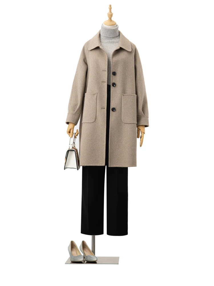 ZOLVIRE Camel Double-Face Cashmere Opera Coat